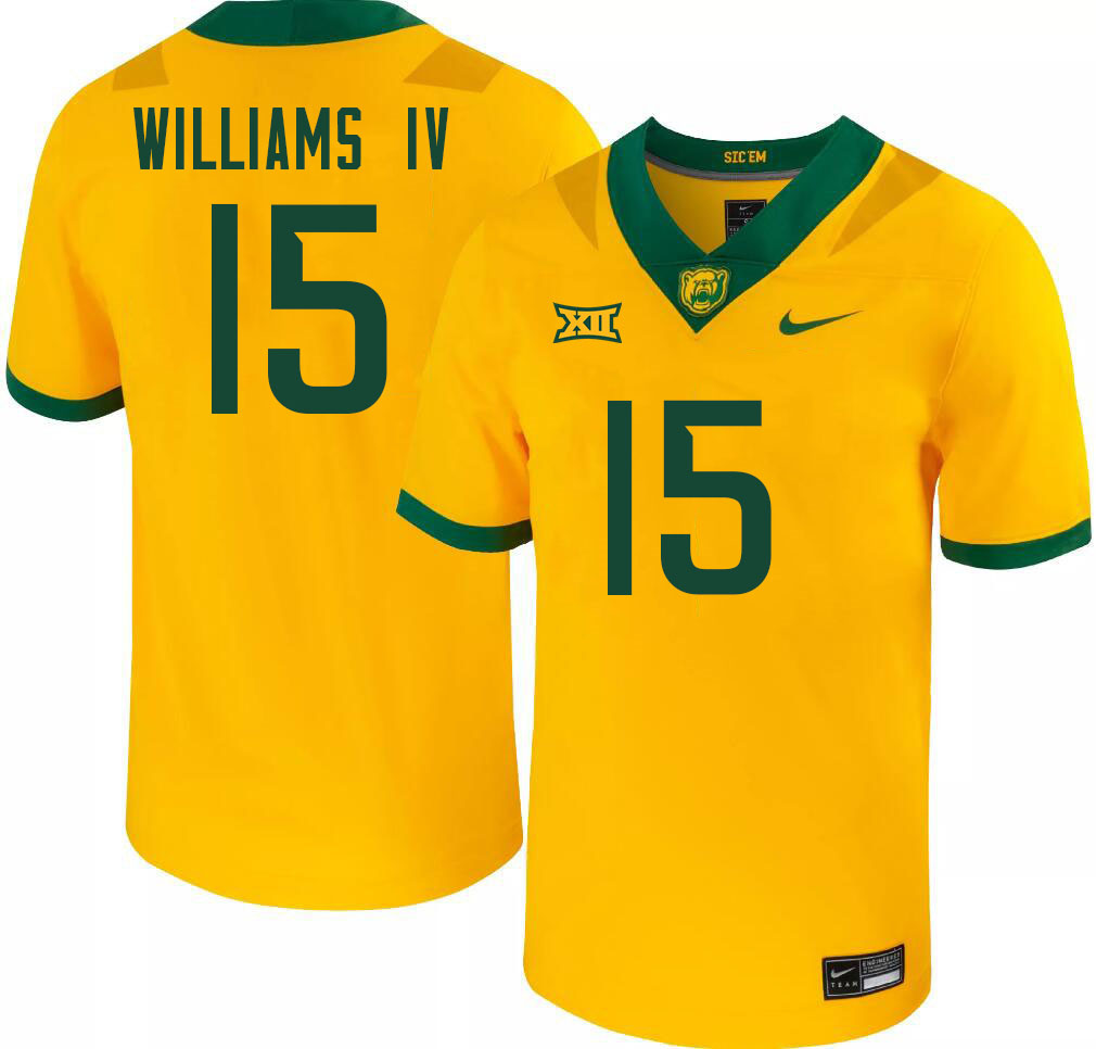 Men-Youth #15 Carl Williams IV Baylor Bears 2023 College Football Jerseys Stitched Sale-Gold